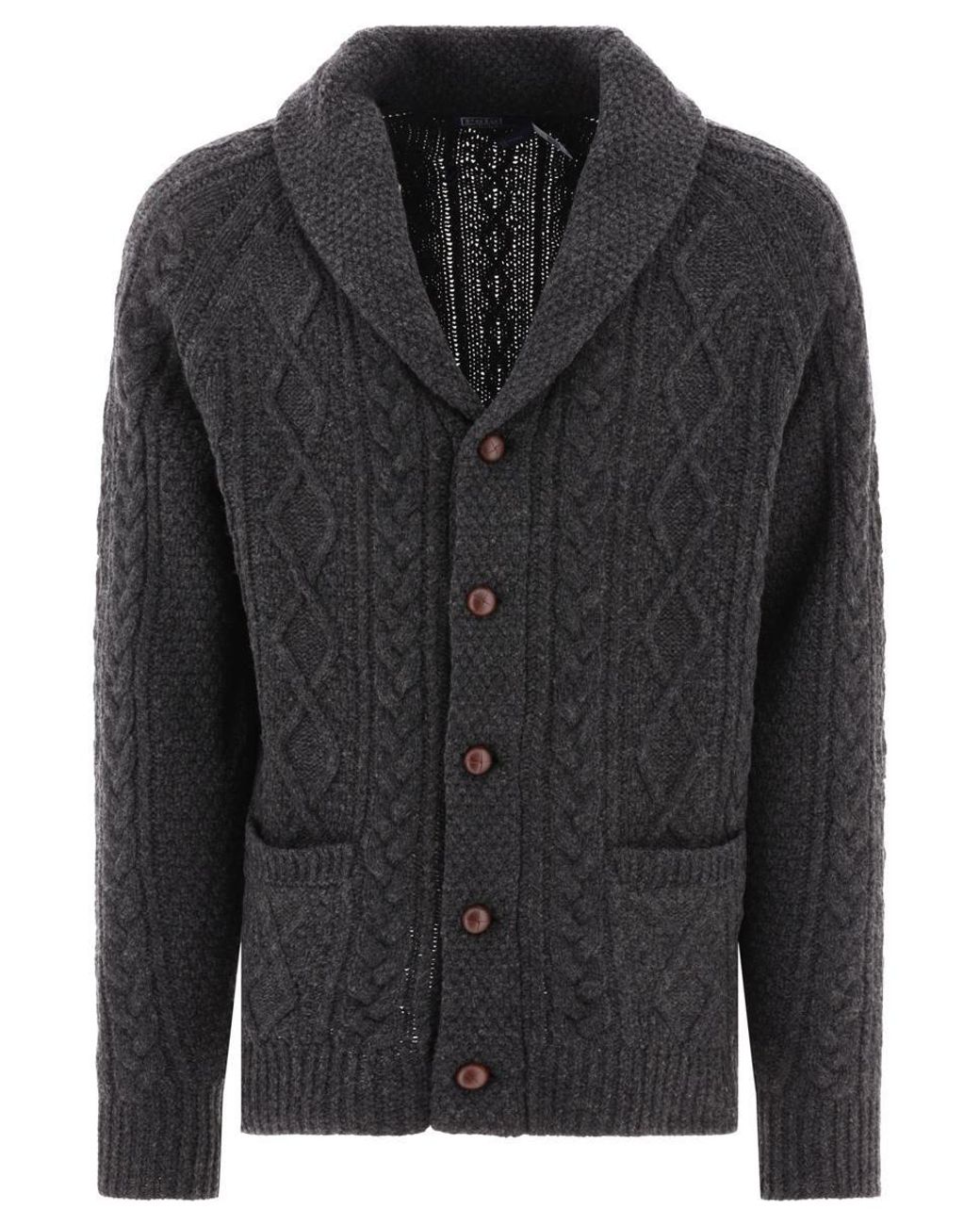 Polo Ralph Lauren Cableknit Cardigan in Black for Men Lyst