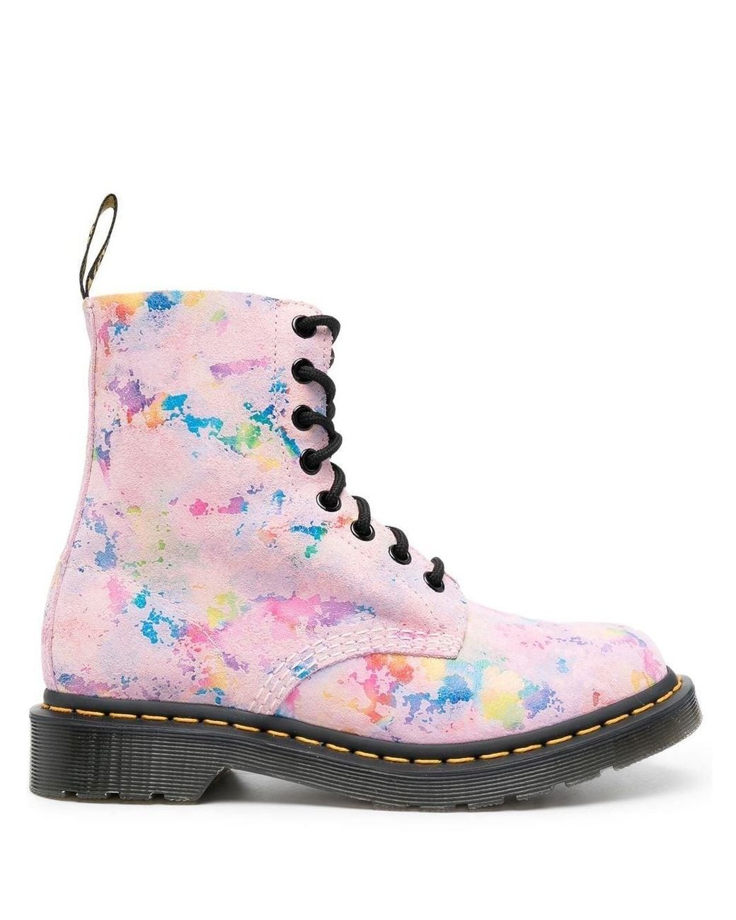 Dr. Martens 1460 Watercolour-effect Boots in Pink | Lyst