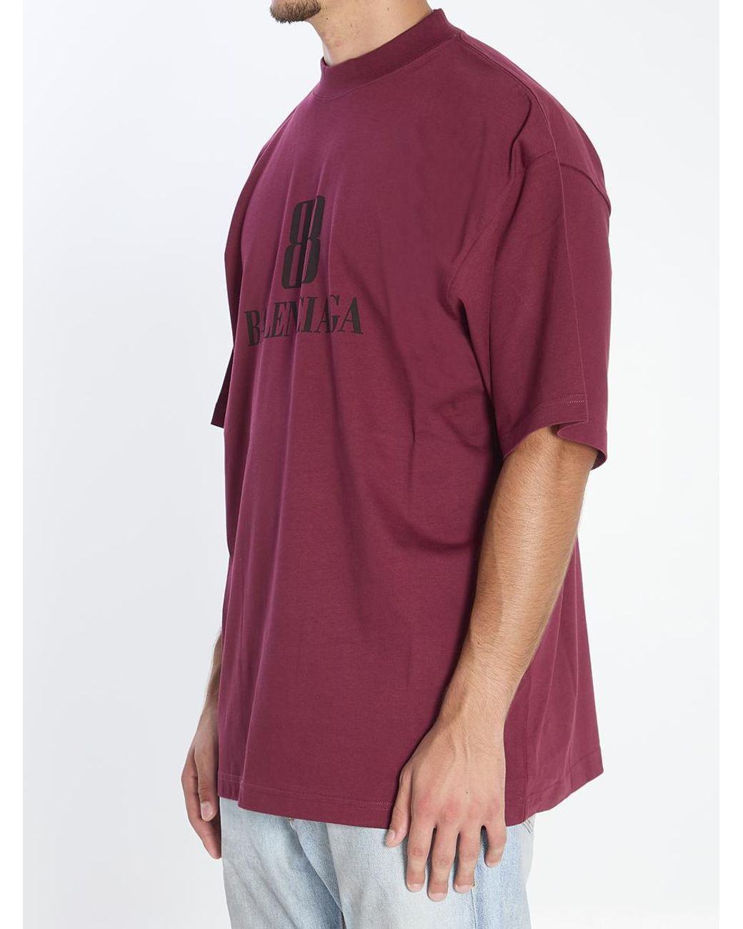 Balenciaga Nano Bb Logo Dry Jersey Medium Fit T-Shirt in Red for