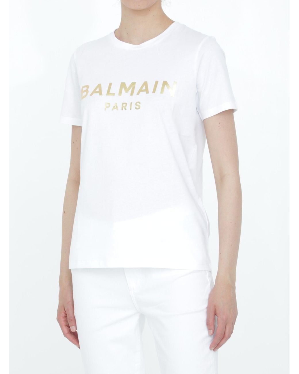 Balmain Cotton White T-shirt With Gold 