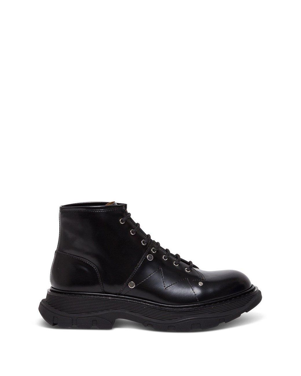 Alexander McQueen Tread Boots In Black Leather for Men - Lyst