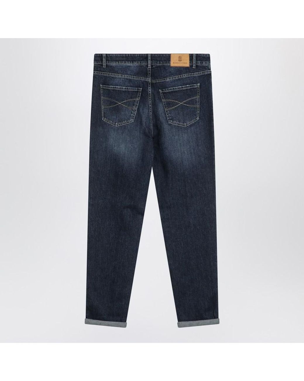 デニム・ジーパン Brunello Cucinelli Dark Blue Jeans Washed Effect Brunello Cucinelli Dark Jeans Washed Effect in Blue for Men