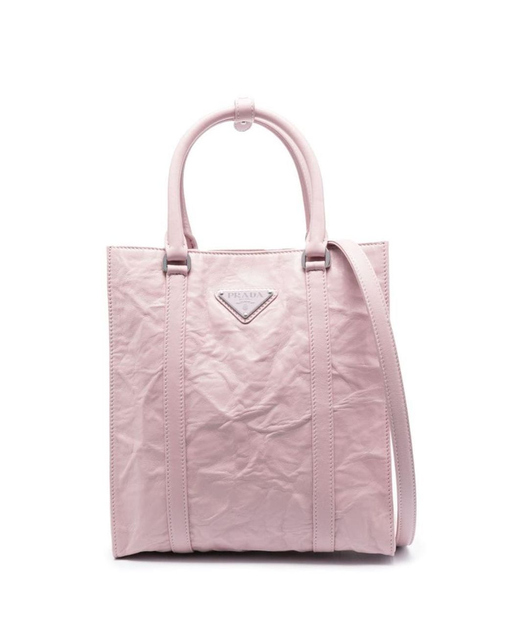 Prada Logo plaque Crinkle effect Tote Bag in Pink Lyst Canada