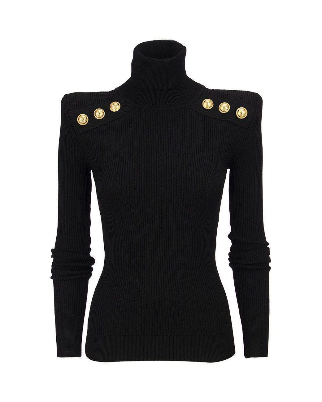 Balmain Turtleneck Sweater With Gold 