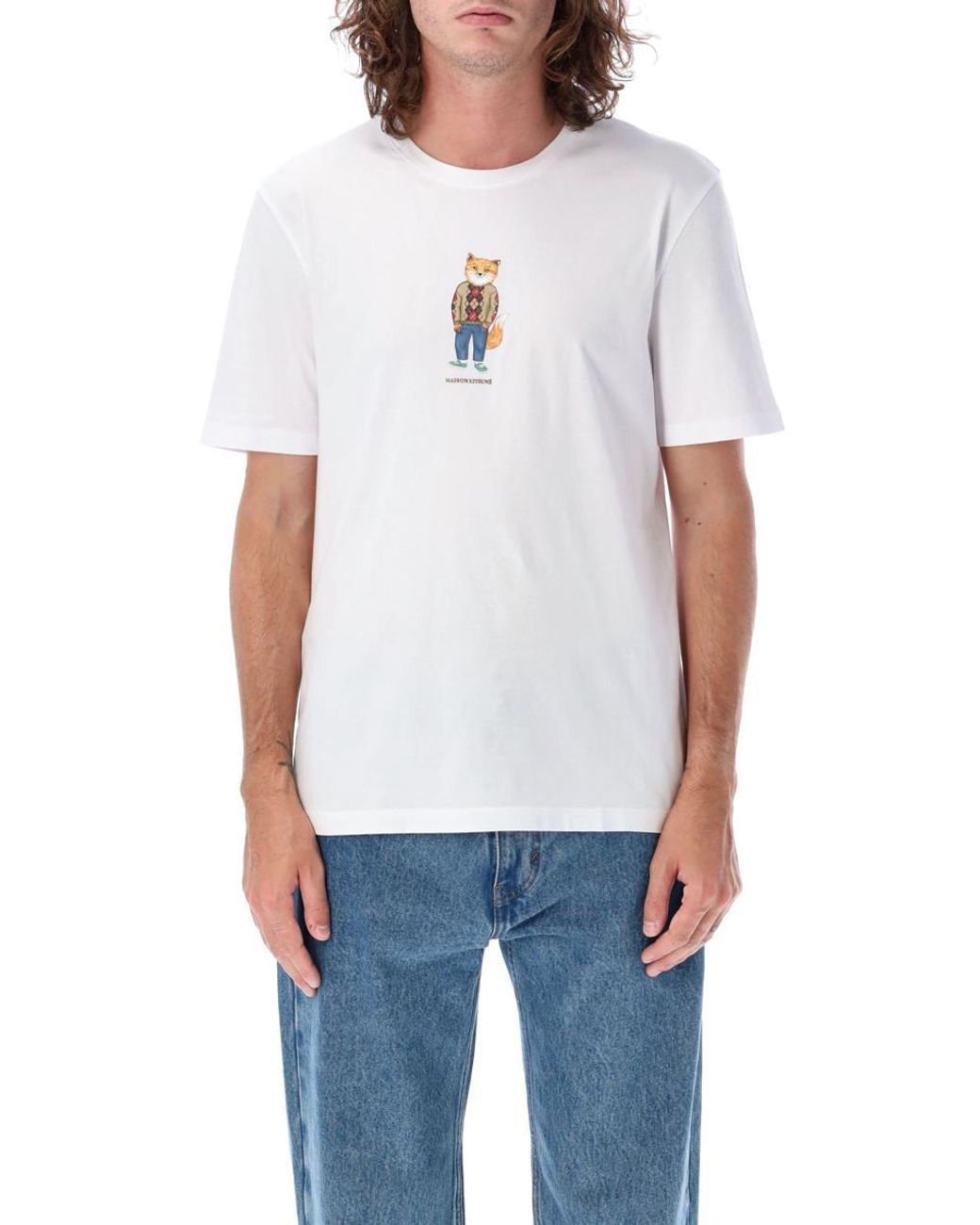 Maison Kitsuné Dressed Fox Regular T-shirt in White for Men | Lyst