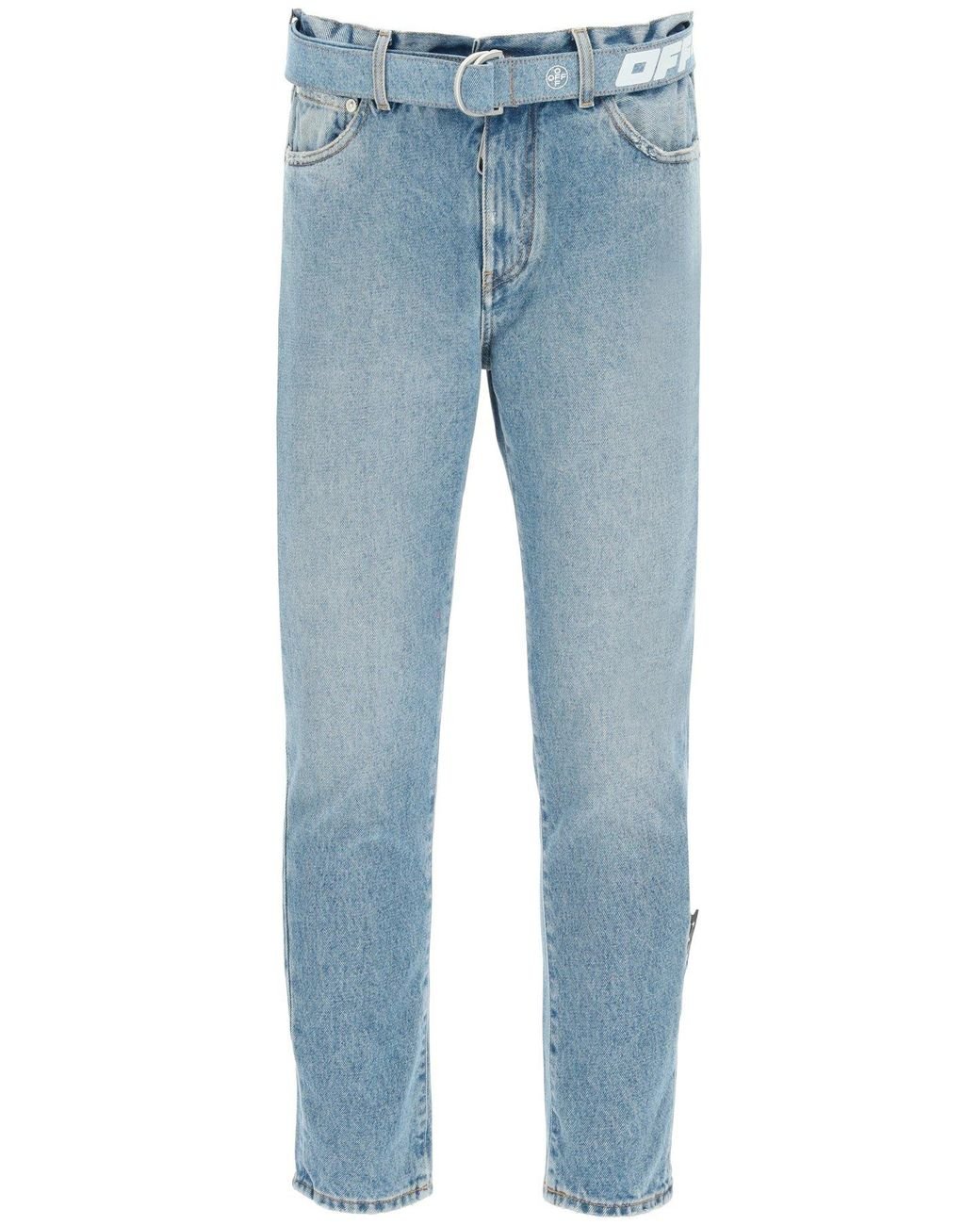 Off-White c/o Virgil Abloh Denim Slim Jeans With Belt in Blue for Men ...