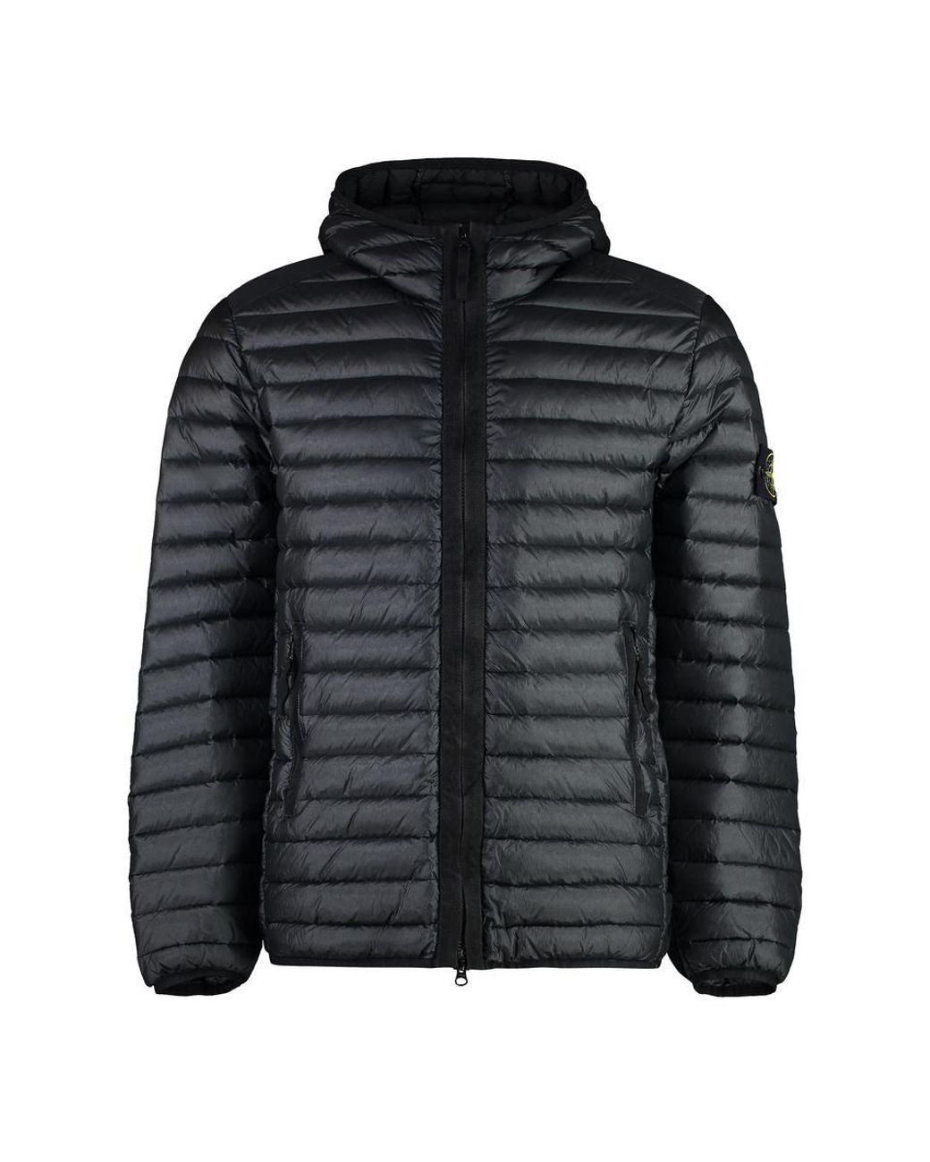 Stone Island Down Jacket With Logo in Black for Men Lyst
