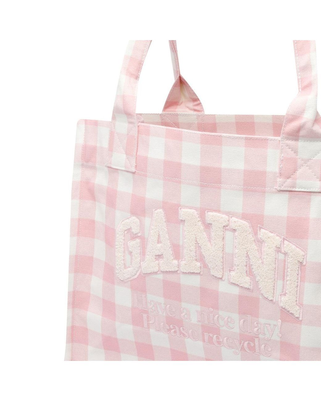 【関税込み】Xxl Pocket Shopping Bag - Ganni - Cotton - Pink Ganni Large Vichy Easy Logo Shopper Bag in Pink | Lyst