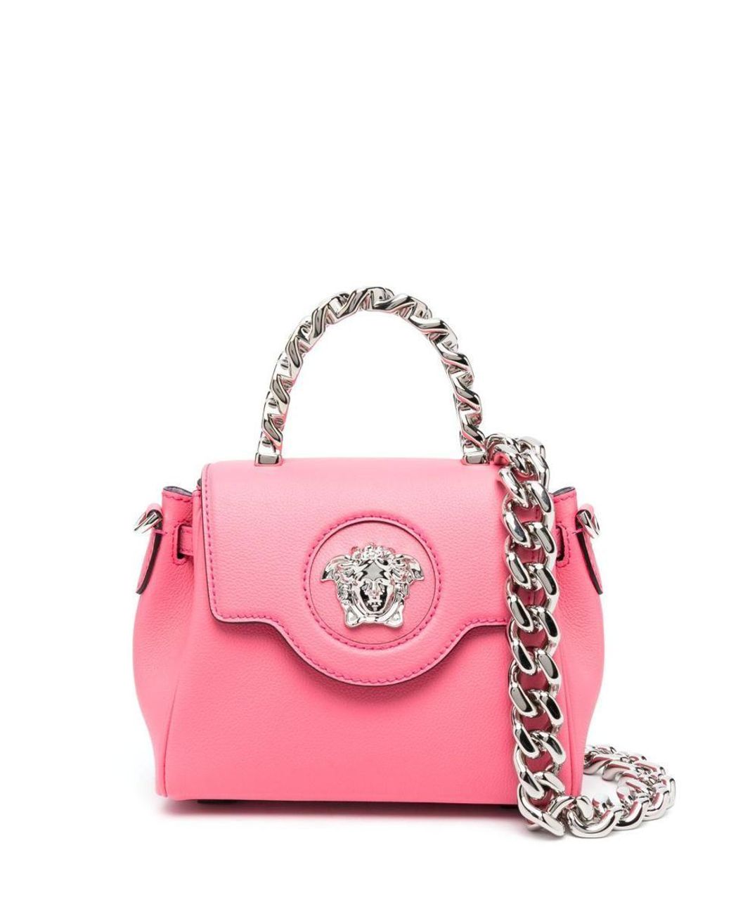 Versace Top Handle Cal Leather Bags in Pink | Lyst