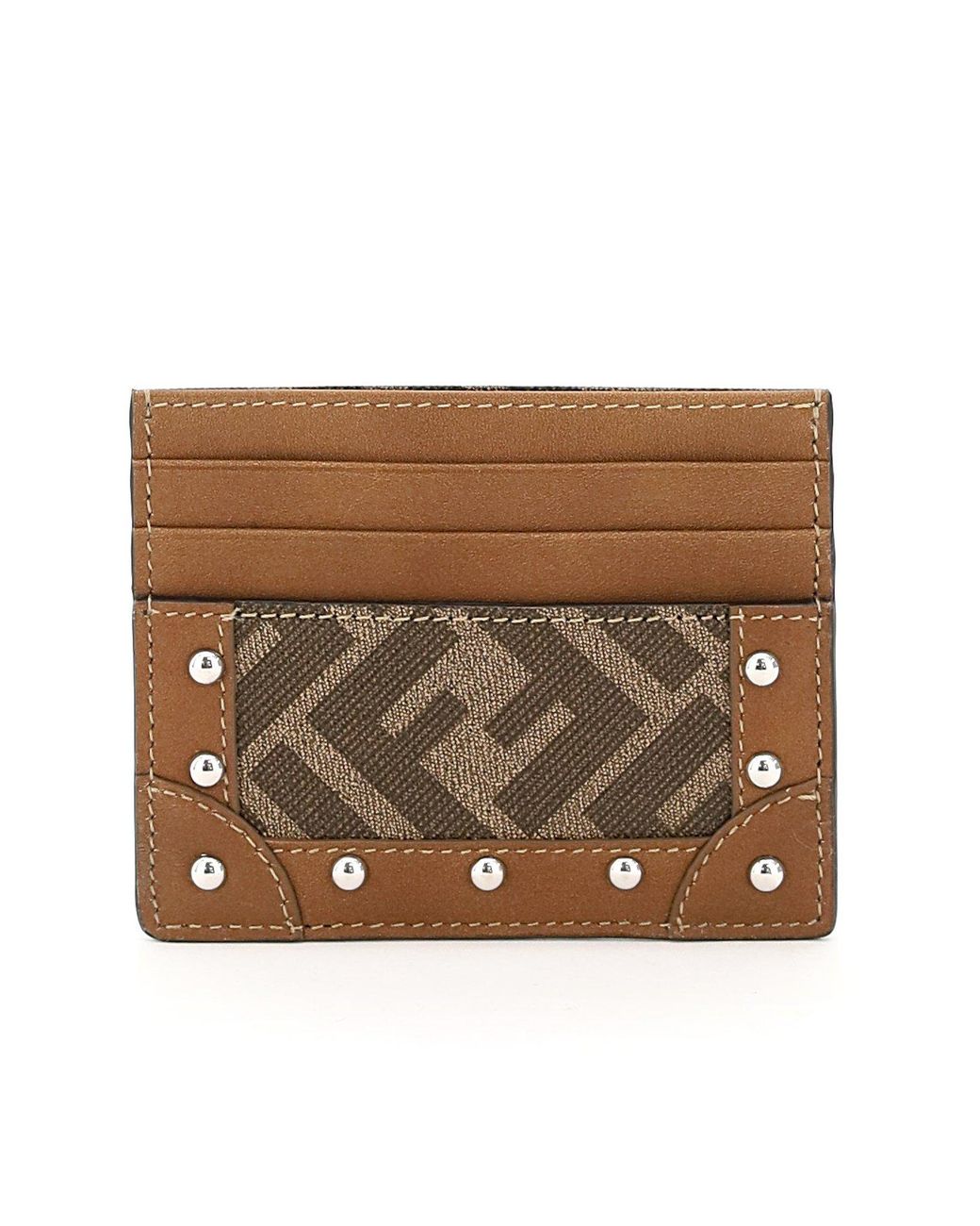 Fendi Leather Ff Motif Card Holder In Brown For Men Save 14 Lyst
