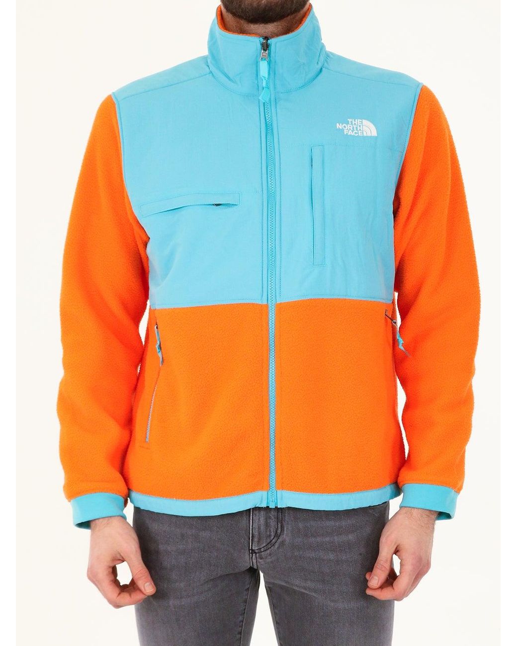 north face jacket blue and orange