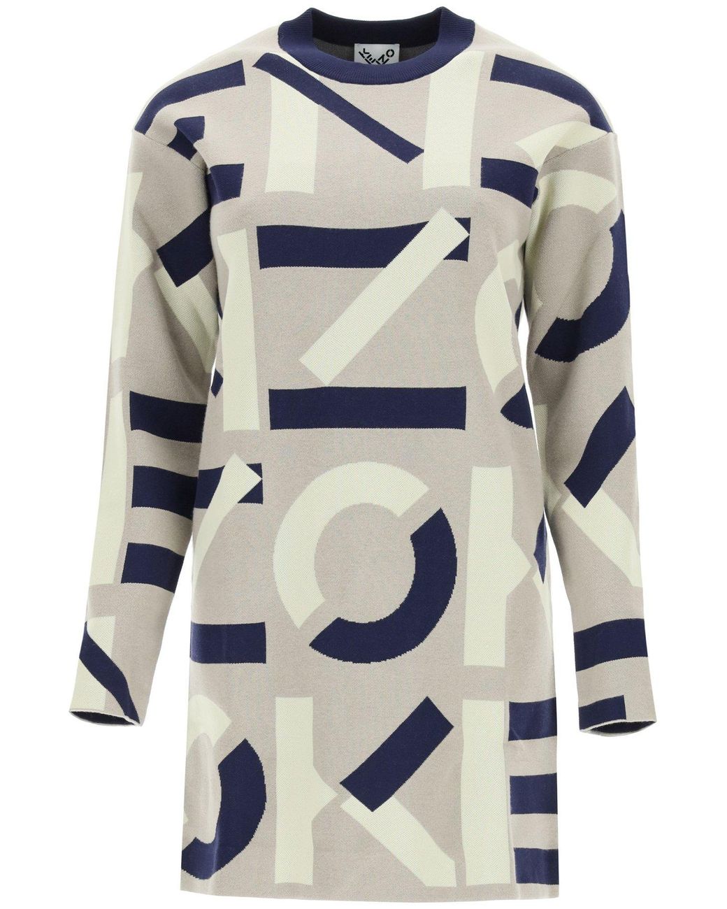 KENZO Cotton Sport Monogram Mini Dress in Gray Save 8 Lyst