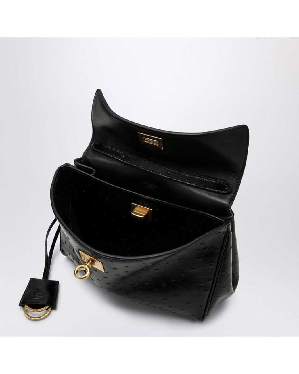 Balenciaga Ostrich-Effect Small Rodeo Bag in Black | Lyst