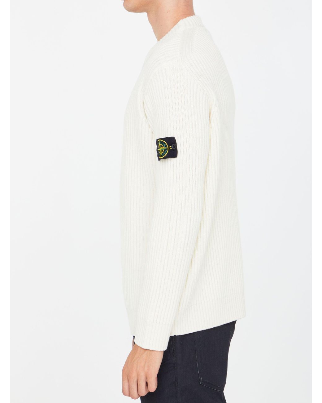 Stone Island Cream Crewneck Jumper in 