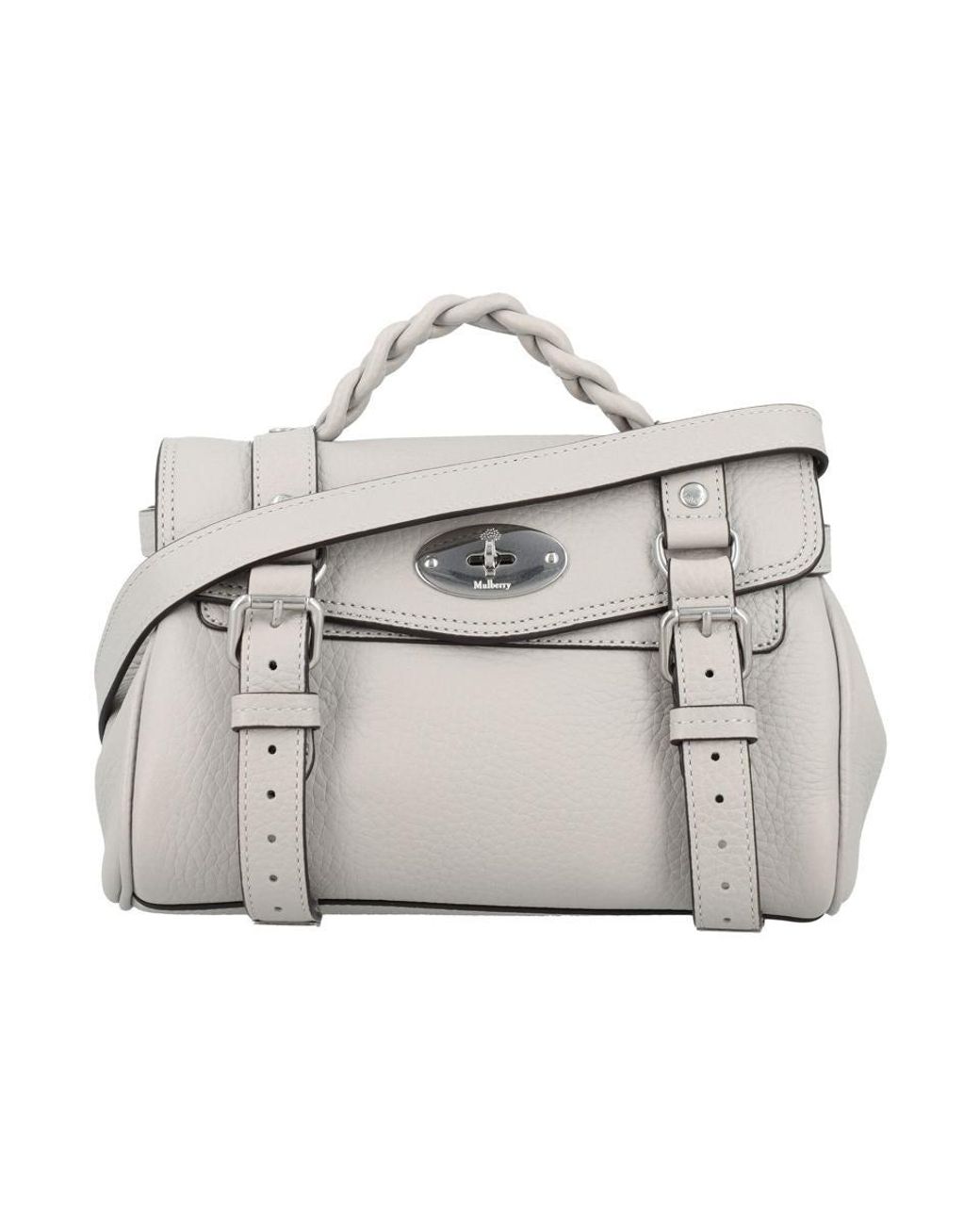 Mulberry Pale Mini Alexa Leather Shoulder Bag With Braided Handle And Postman S Lock Closure in Grey Lyst UK