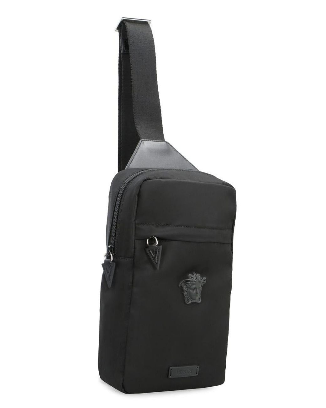 Versace La Medusa Nylon One shoulder Backpack in Black for Men Lyst