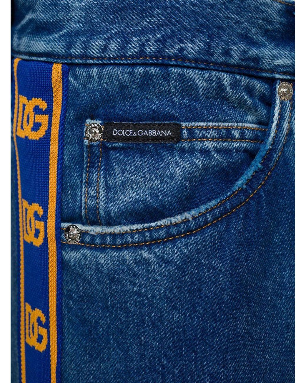 Dolce & Gabbana E 5-pocket Style Jeans With Side Logo Band In Cotton Denim  Man in Blue for Men | Lyst