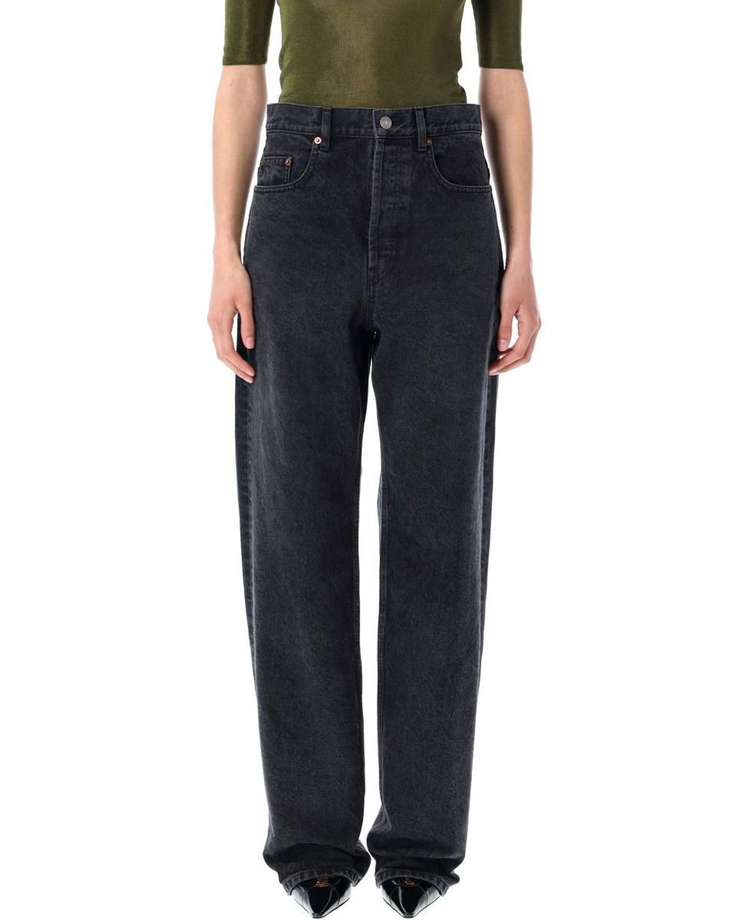 ボトムスその他 Saint Laurent Black Carrot-Fit jeans with a washed effect saint-laurent-Black-Used-Paris