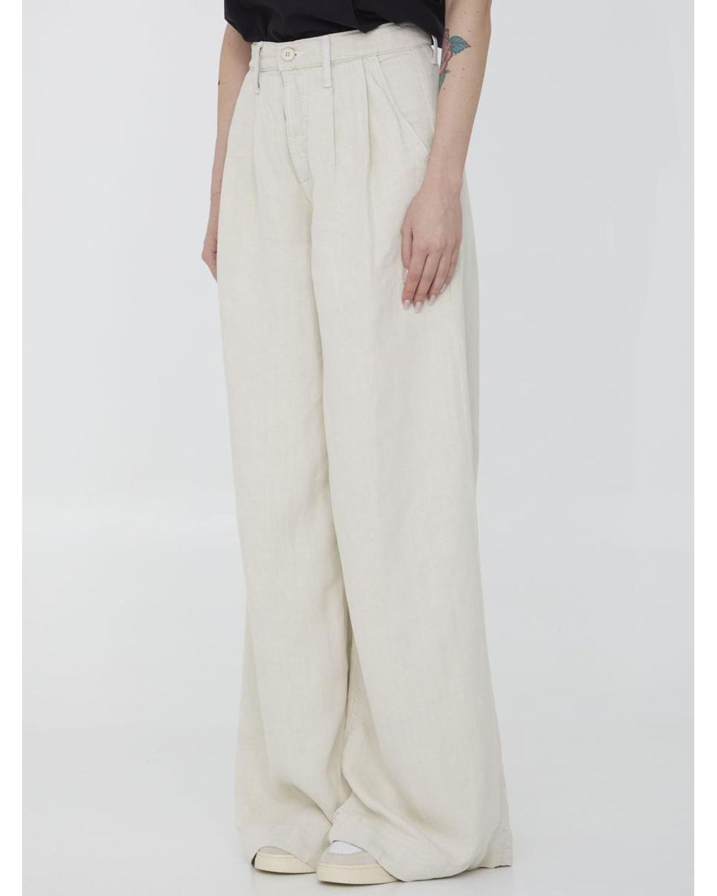 Mother Pouty Prep Heel Pants in White | Lyst