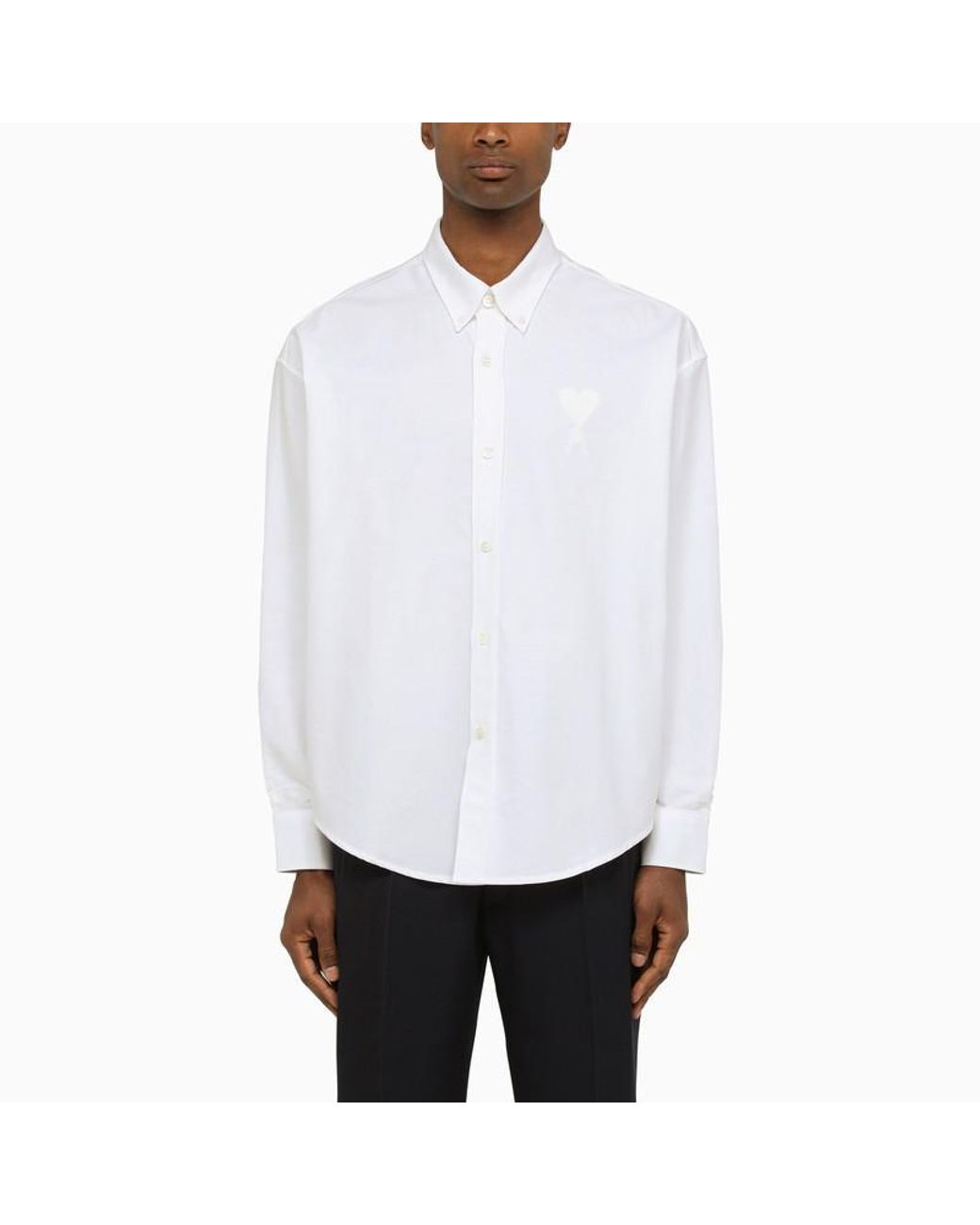 AMI PARIS ボタンダウンシャツ Ami de Coeur パッチ 定期入れの AMI