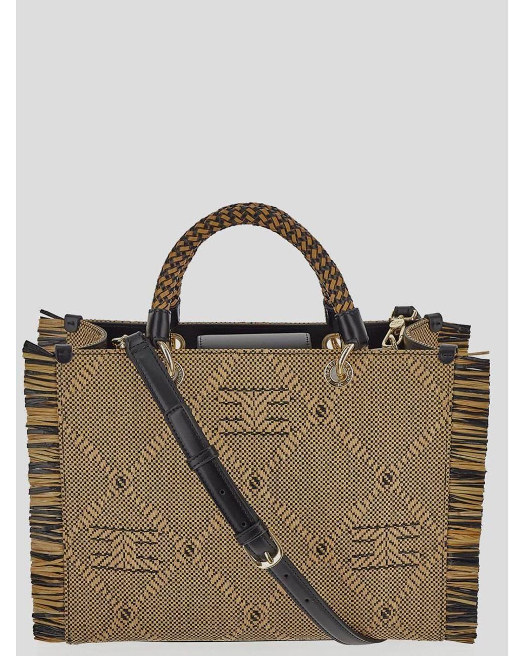 Elisabetta Franchi Braided Shopper Bag in Brown | Lyst