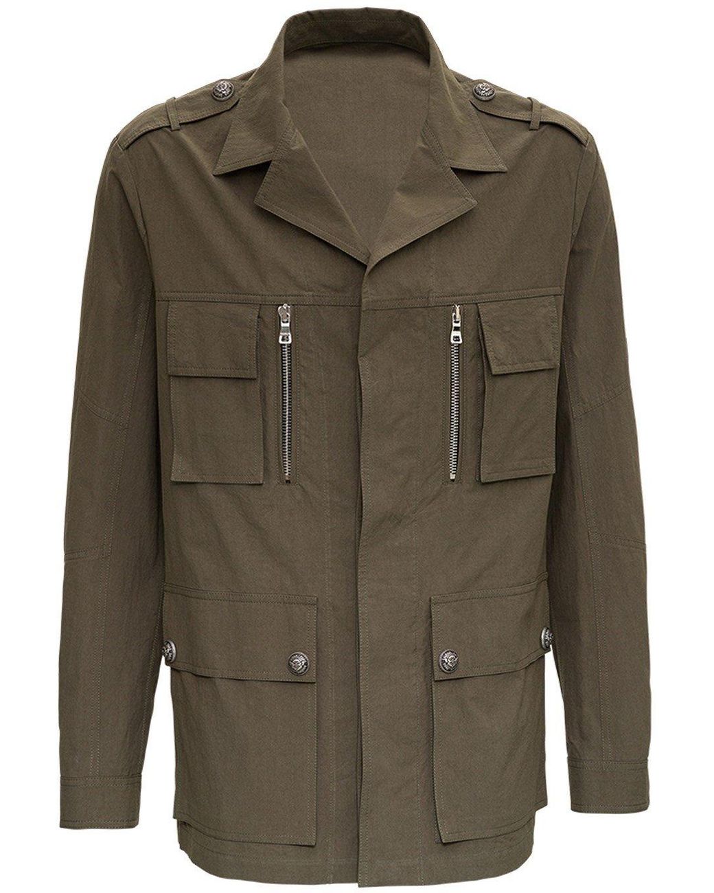 Balmain Cotton Zipped Detail Jacket in Green for Men - Save 7% - Lyst