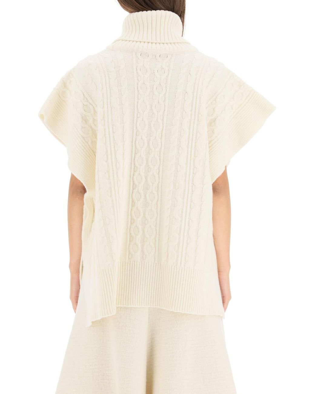 fountain liver Andrew Halliday See By Chloé Wool See By Chloe Cable Knit Cape Sweater in White | Lyst