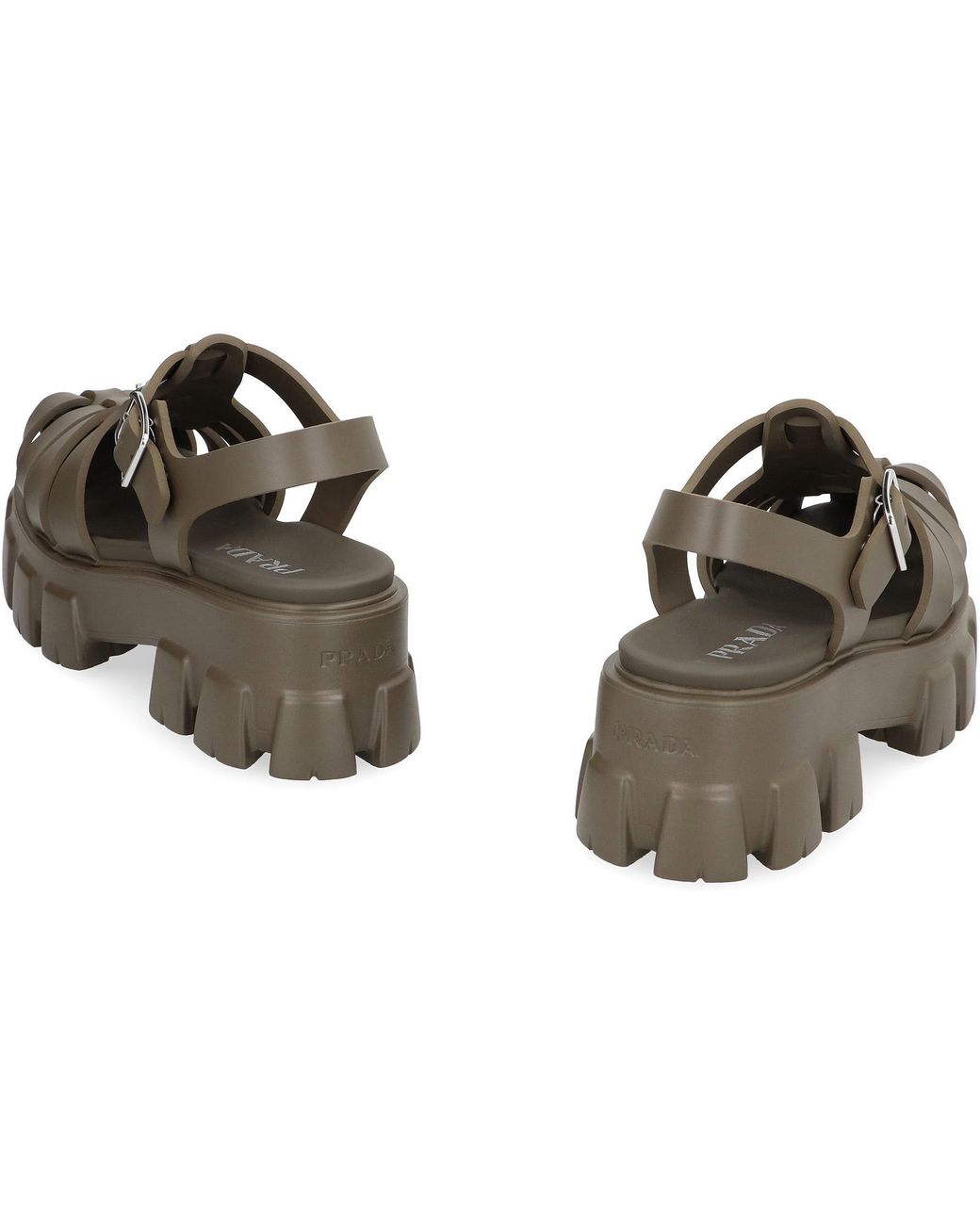 Prada Monolith Rubber Sandals in Green | Lyst UK