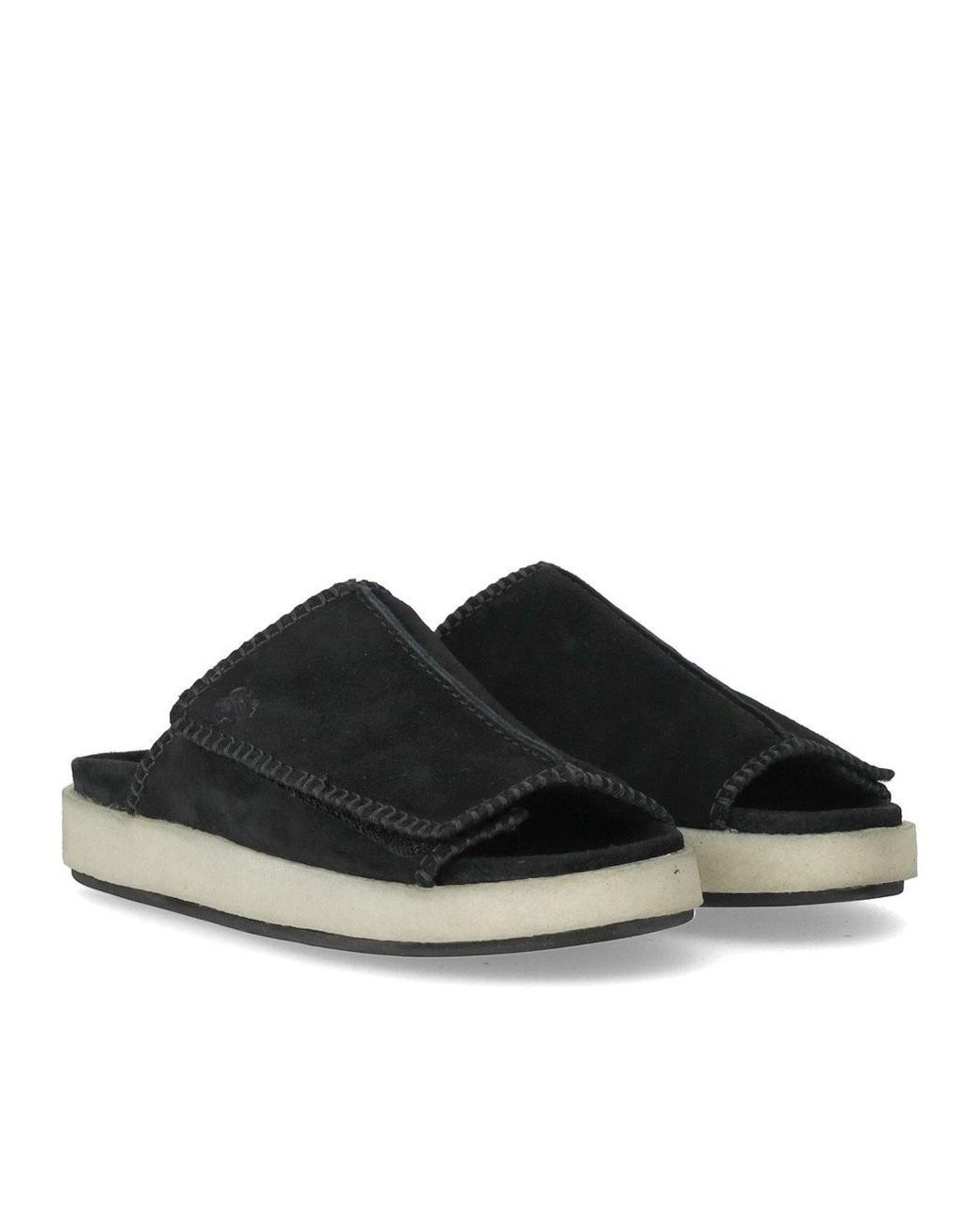 Clarks｜SLIPPERS (OverleighSlide Black Suede (26175779)) Clarks Overleigh Slide Black Suede