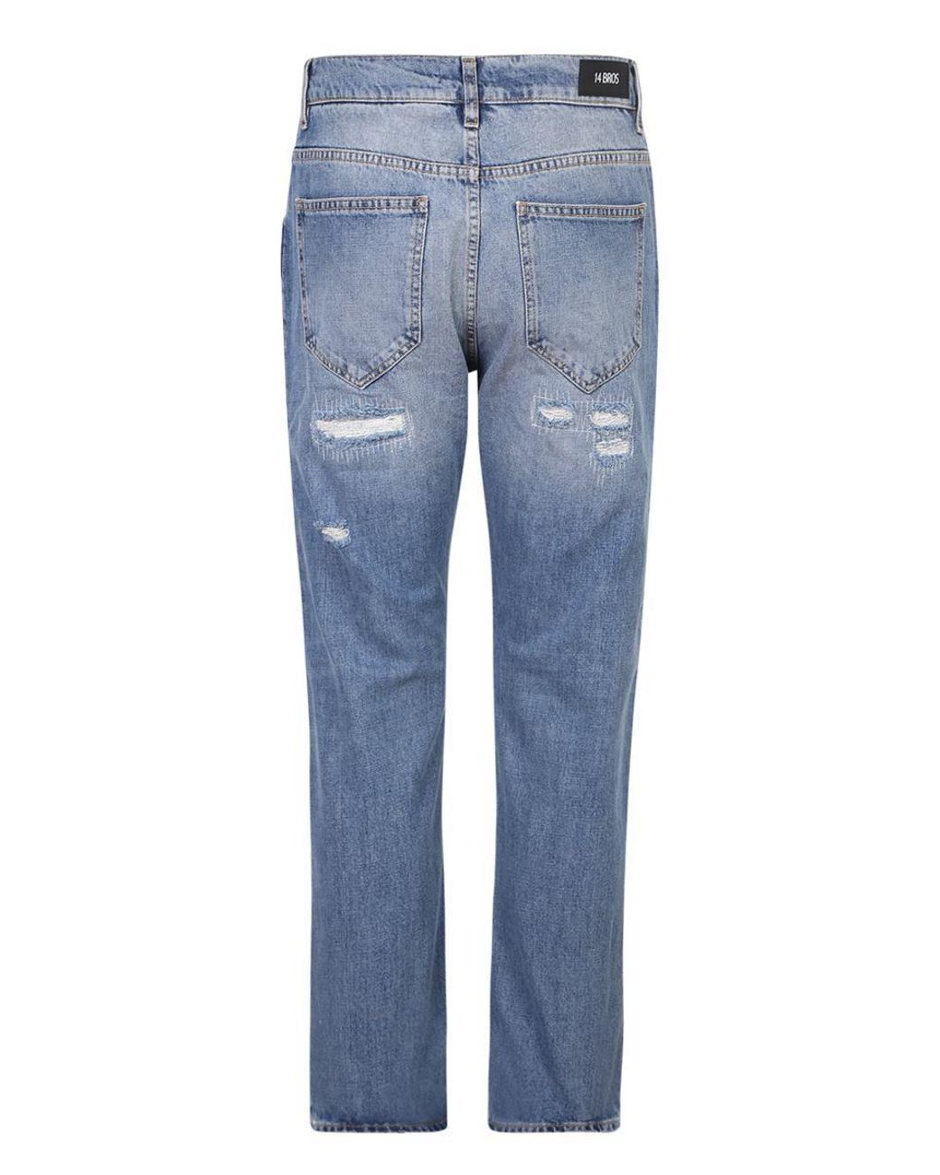 14 Bros Ripped Effect Jeans in Blue for Men | Lyst