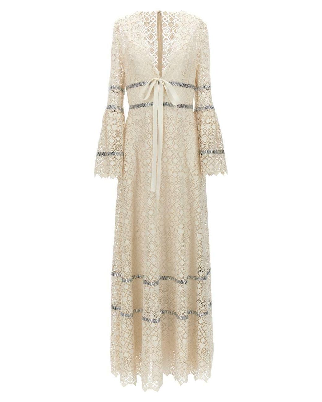 Elie Saab Sequin Long Macramé Dress Dresses in Natural | Lyst