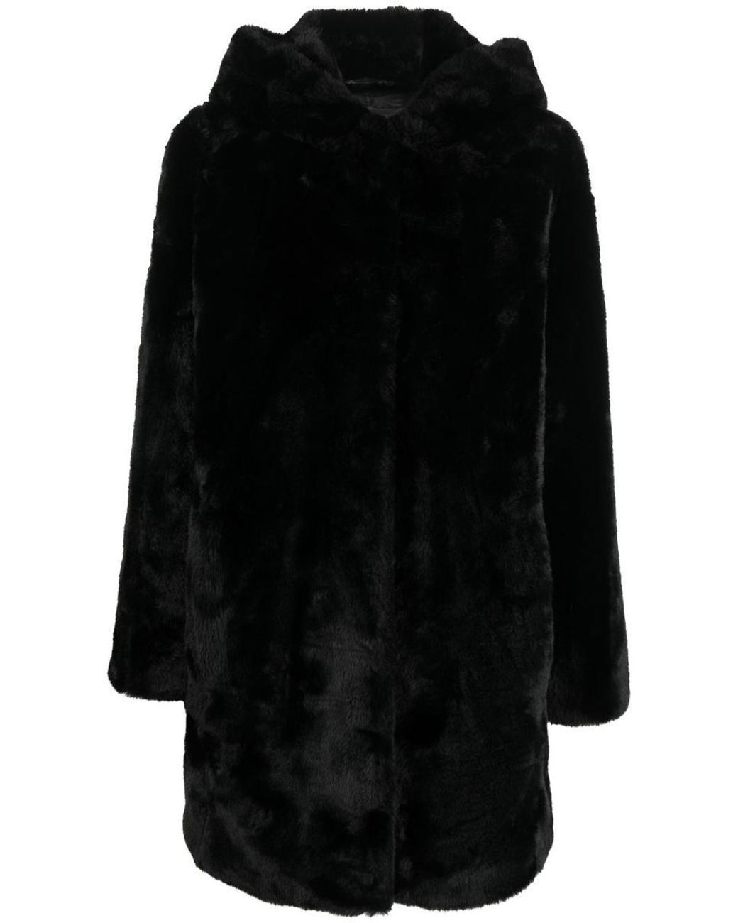 Dkny Faux Fur Hooded Coat In Black Lyst 4957