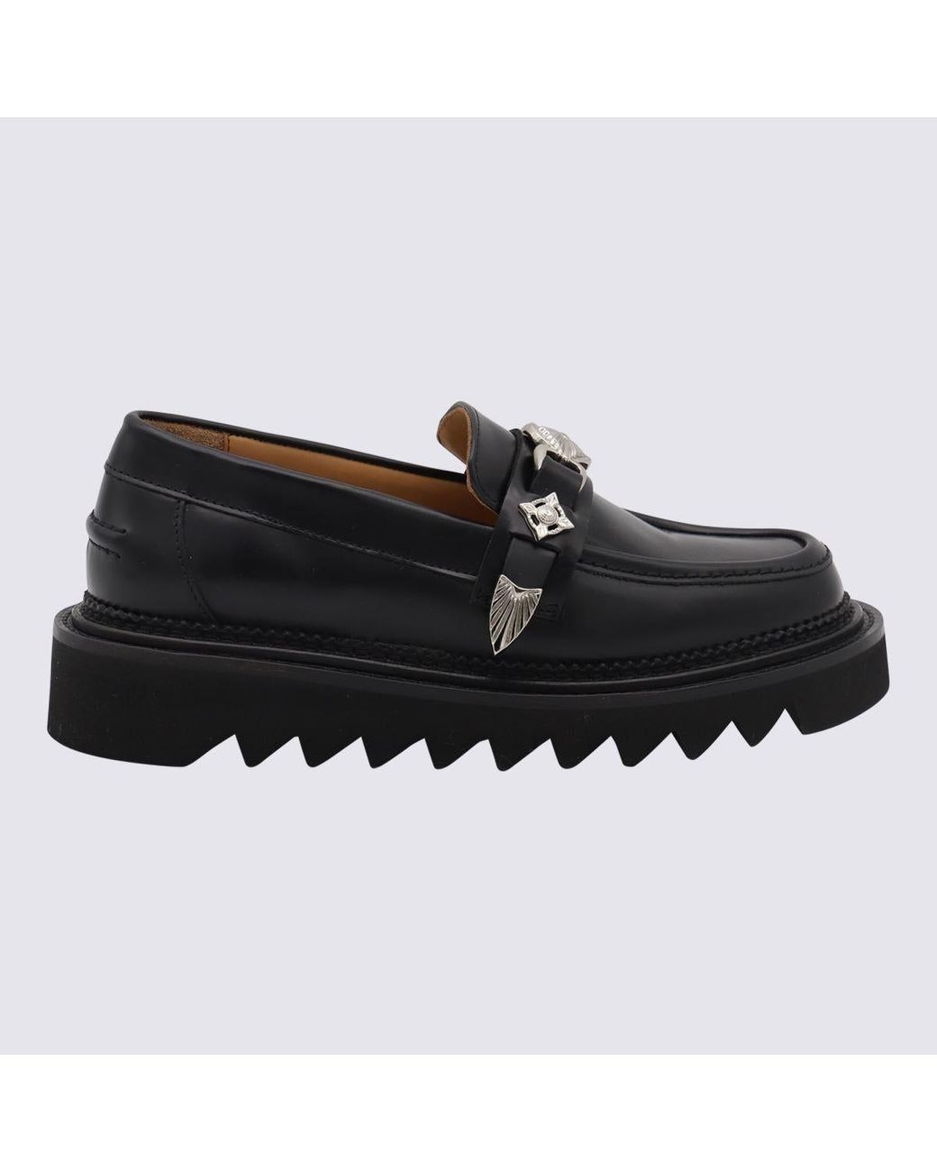 Toga Black Leather Loafers | Lyst