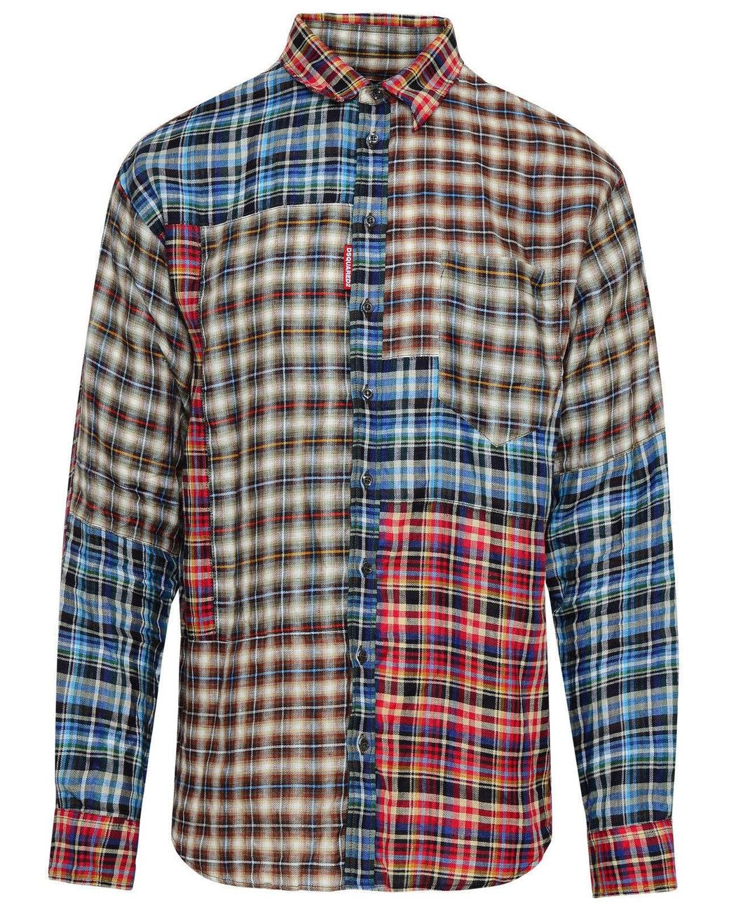 DSquared² Red And Blue Linen Check Mix Shirt for Men - Save 9% - Lyst
