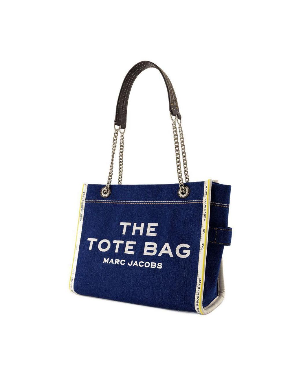 トートバッグ Marc Jacobs The medium tote bag blue in cotton Marc Jacobs The Woven Medium Tote Bag, Blue Shadow, One Size