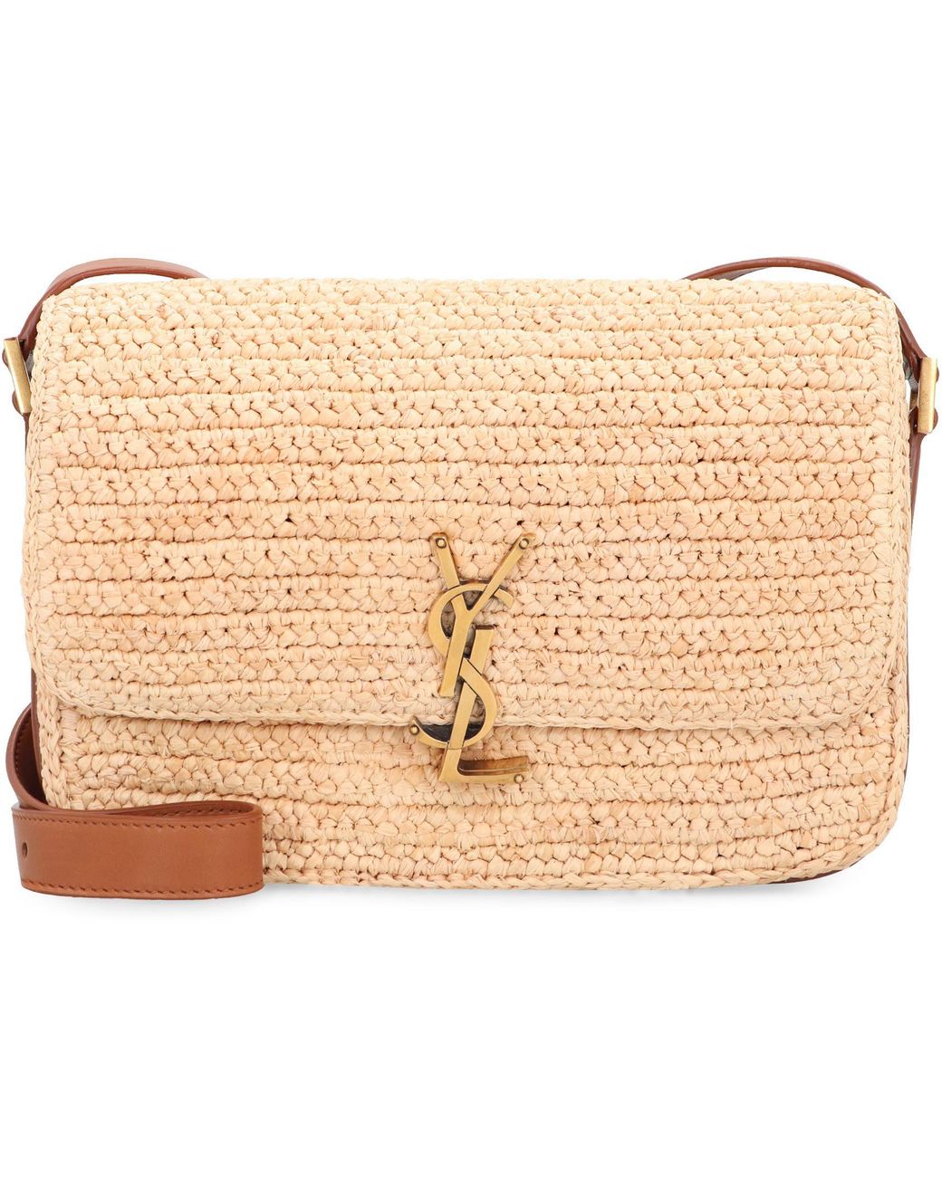 Saint Laurent Elegant Ecru Woven Raffia Shoulder Bag For in Natural Lyst