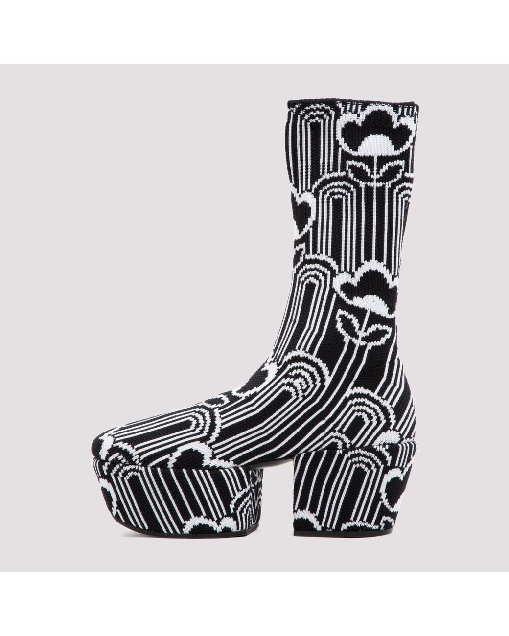 Prada Jacquard Boots in Black | Lyst