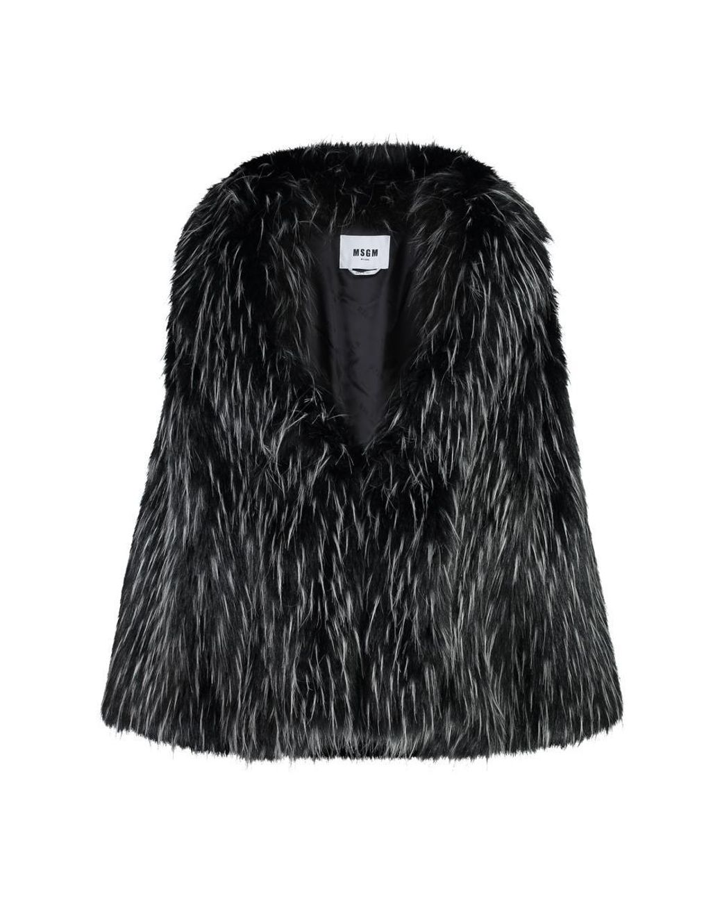 MSGM Faux Fur Coat in Black Lyst UK
