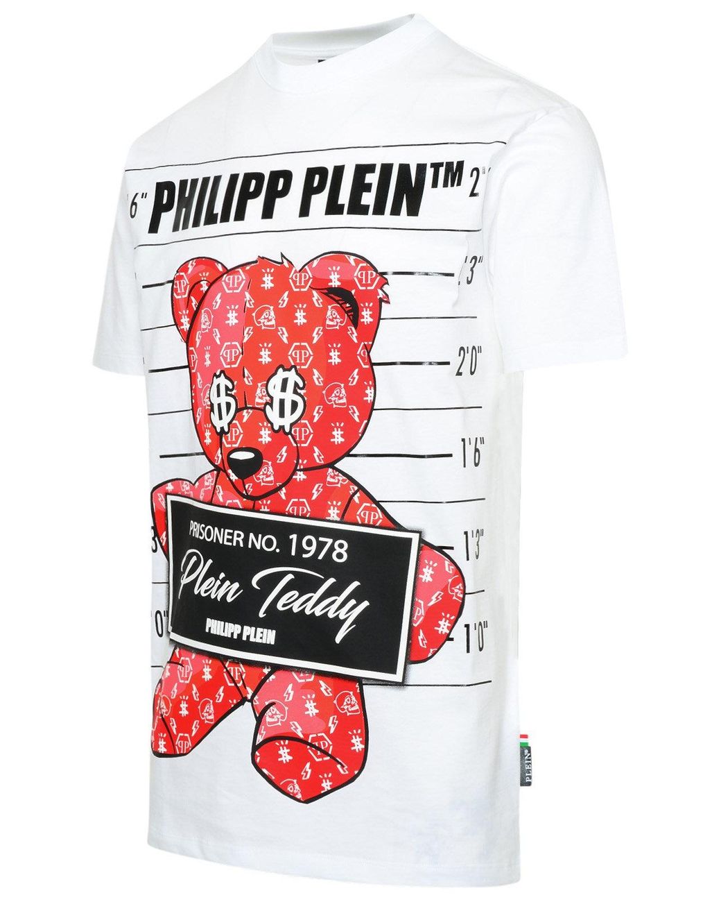 Philipp Plein - T-Shirt Round Neck SS Paisley Teddy Bear - White / Light Blue
