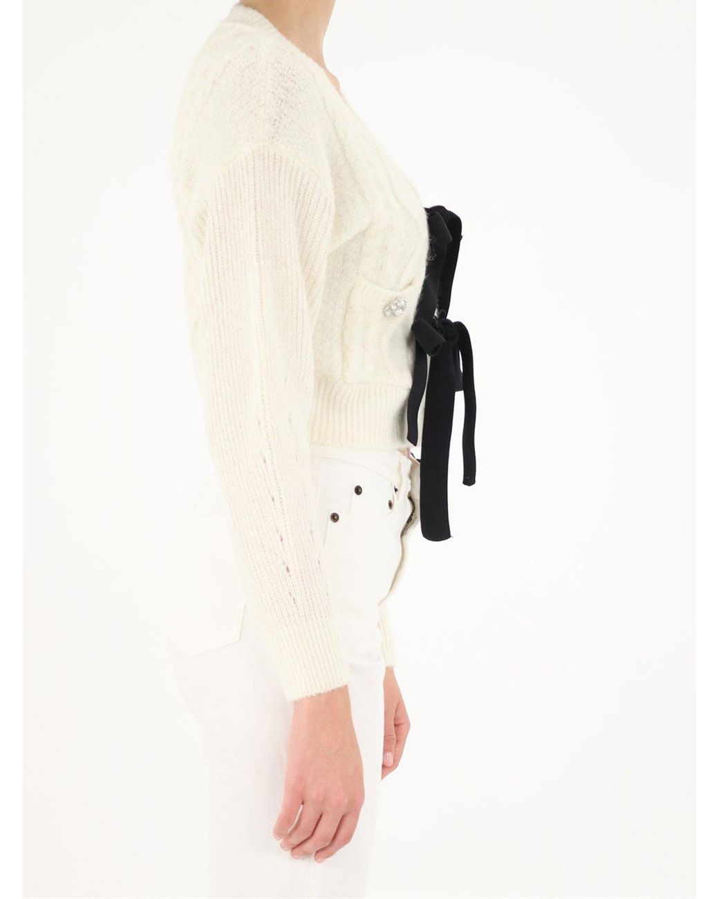 Self-Portrait Ivory Bow Detail Cardigan 