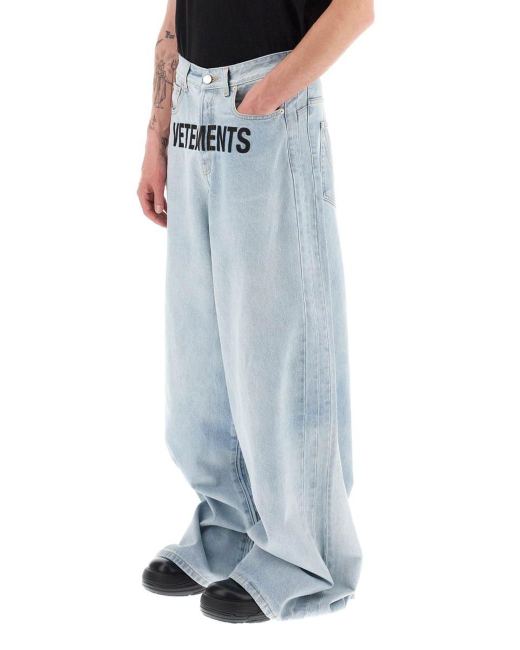 Vetements baggy Jeans With Logo Embroidery in Blue for Men
