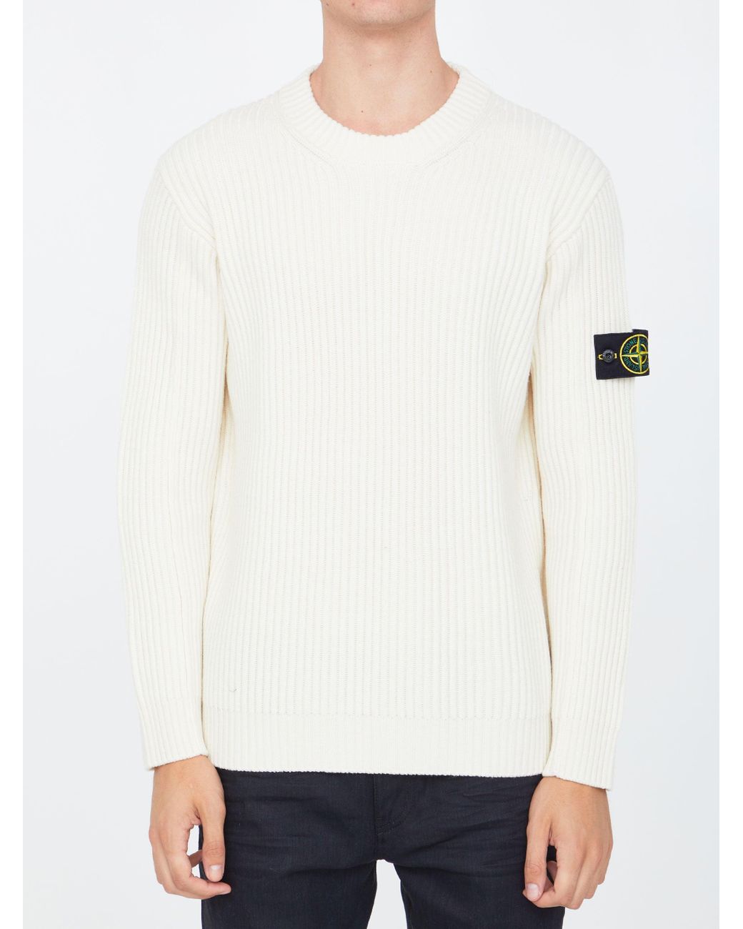 Stone Island Cream Crewneck Jumper in 