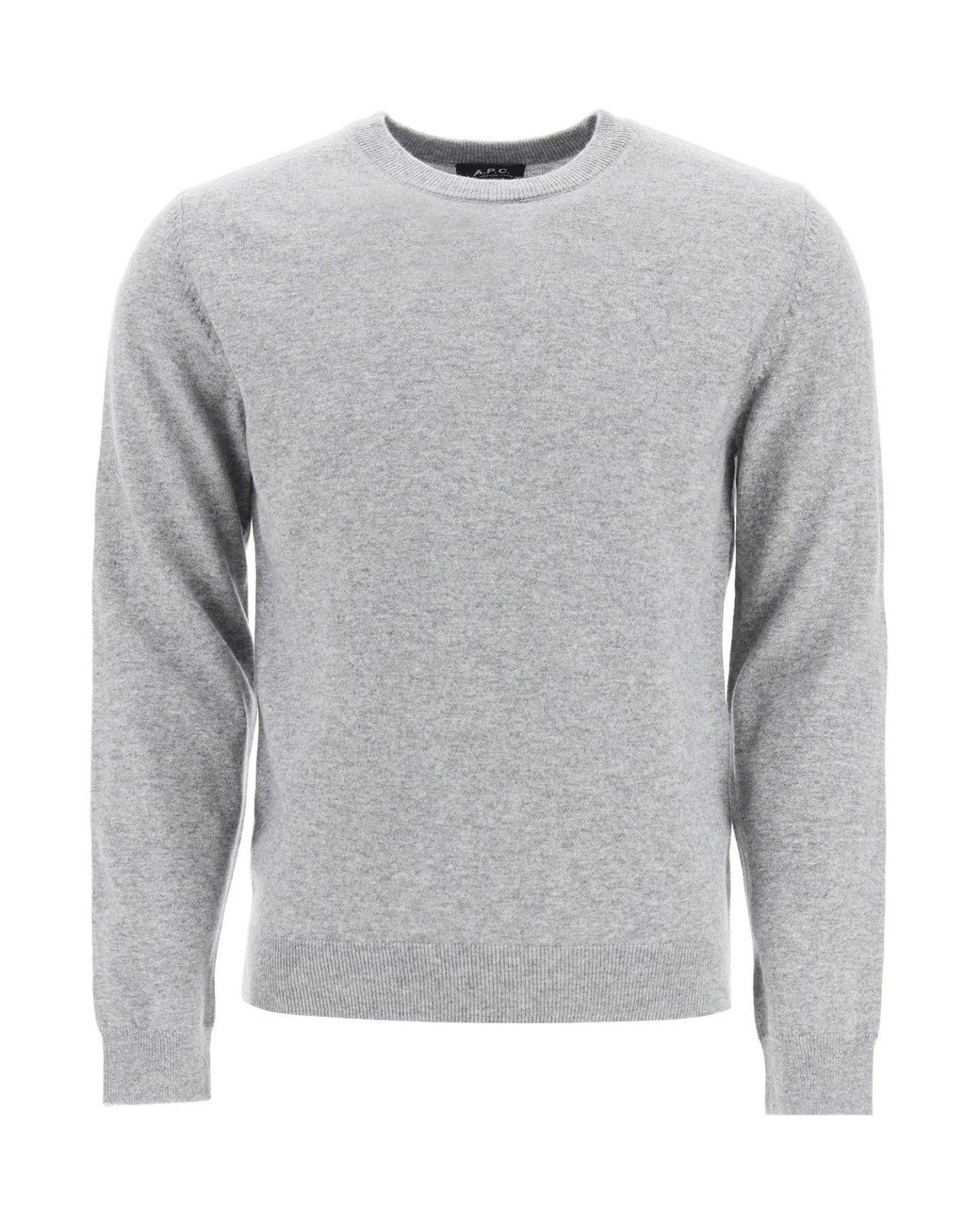 A.P.C. Cashmere Crewneck Knit Sweater in Grey (Gray) for Men - Save 6% ...