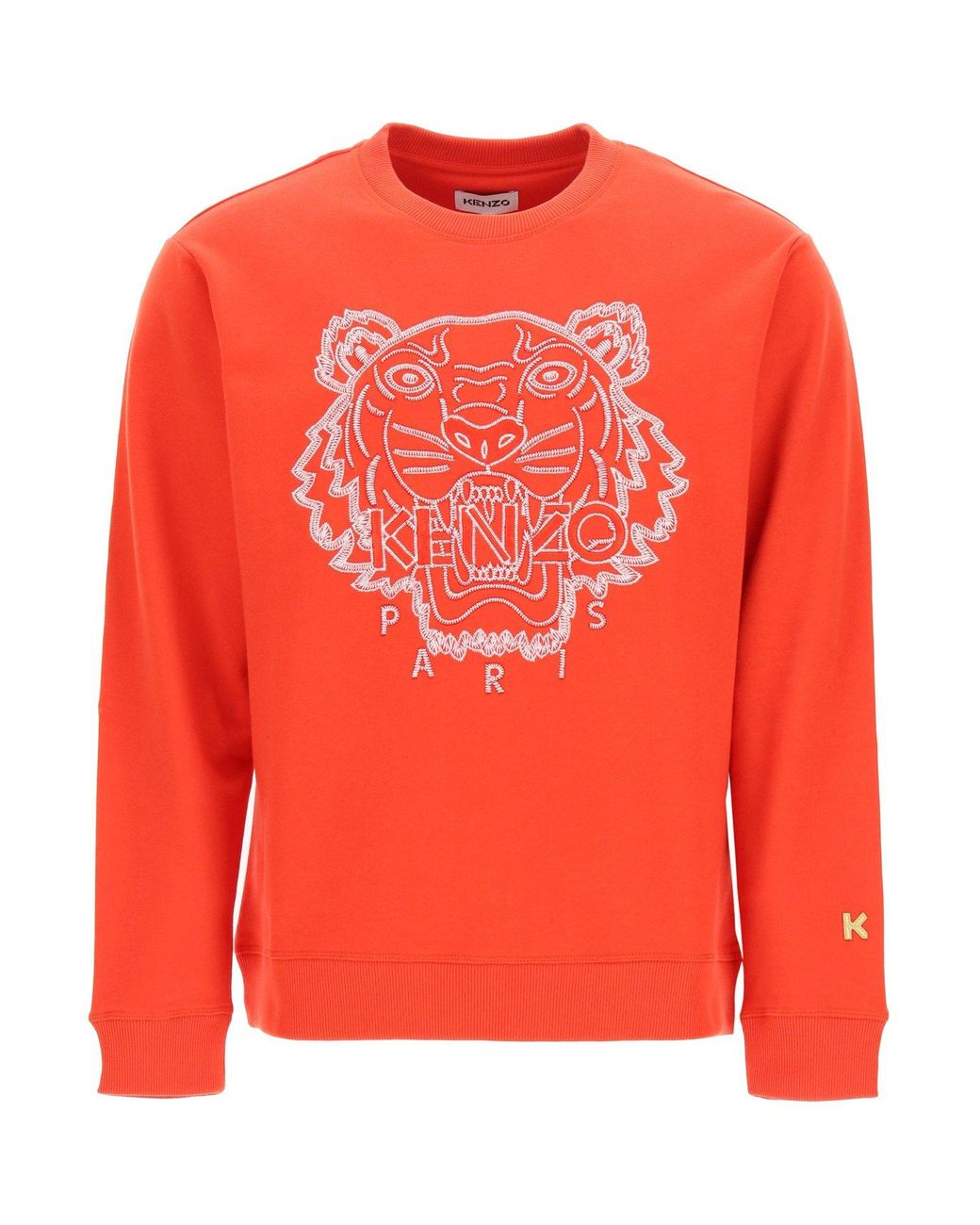 KENZO Fleece Crewneck Sweatshirt With Tiger Embroidery in Red for Men - Lyst