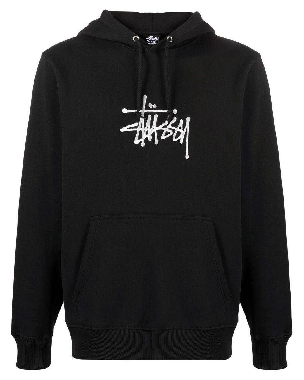 Stussy Logo Embroidered Cotton-blend Hoodie in Black for Men - Save 3% ...