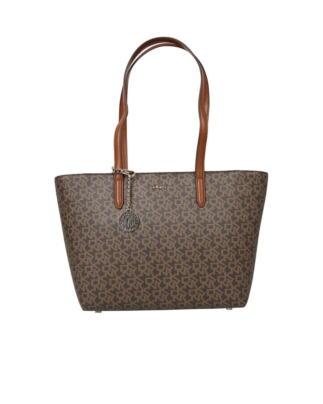 DKNY Leather Large Logo-print Tote Bag in Brown - Lyst