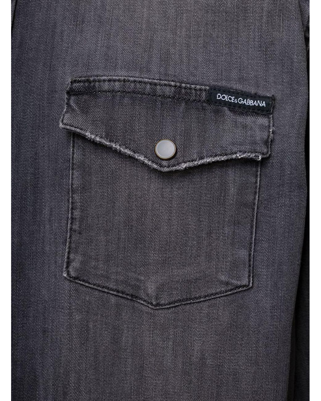 Dolce & Gabbana Grey Jeans Shirt With Snap Buttons Man Dolce & Gabbana in  Blue for Men | Lyst