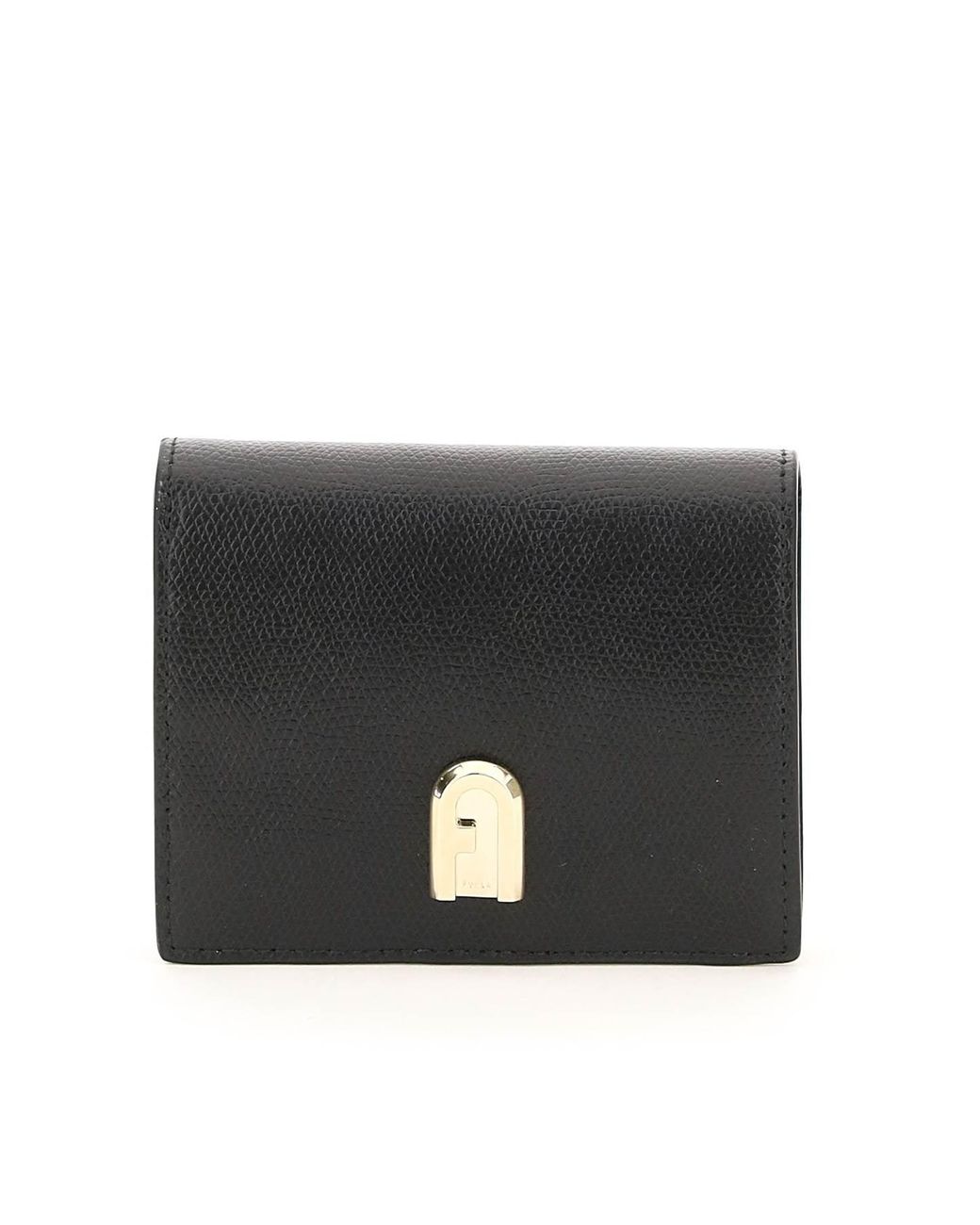 Furla Leather '1927' Compact Wallet in Black | Lyst