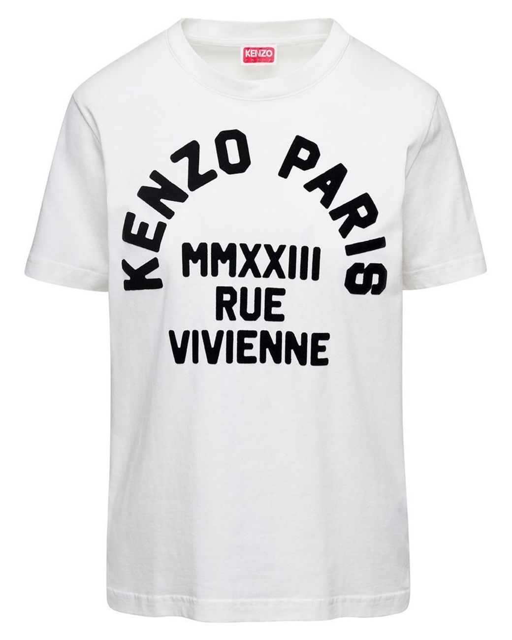 KENZO: cotton T-shirt with logo print - White