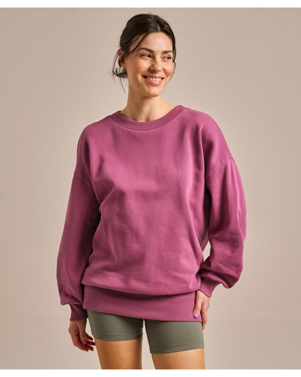 Bam Pink Longline Pleated Back Sweatshirt